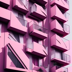 Balconies. Geometry. fashion minimal pink mood - generative ai