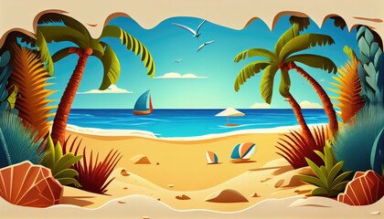 Fototapeta na wymiar summer background illustration. generative Ai