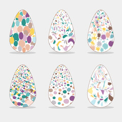 Set eggs Easter with pattern. Pastel colored vector illustration For card, poster, sticker and cover