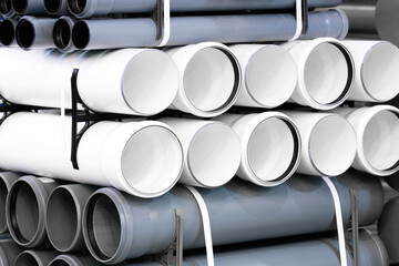 Plastic PVC pipes or water supply and sewerage