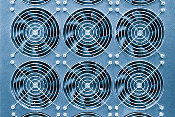 Cooler Fan inside Desktop Computer Case PC supercomputer server or computing unit