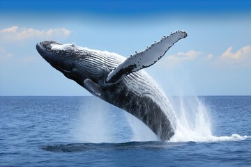 A whale breaching water. 