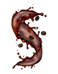 Coffee Beans Splash Composition