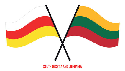 South Ossetia and Lithuania Flags Crossed And Waving Flat Style. Official Proportion. Correct Colors