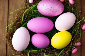 Fototapeta na wymiar Easter eggs on a table