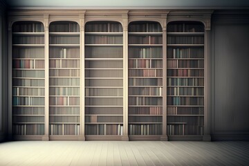 bookcase in empty room - generative ai