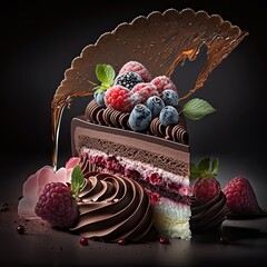 Elegant Fancy Decorated Cake - Generative AI