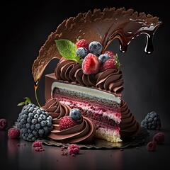 Elegant Fancy Decorated Cake - Generative AI