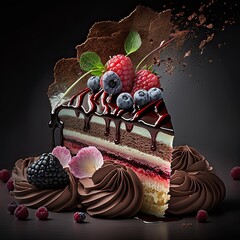 Elegant Fancy Decorated Cake - Generative AI