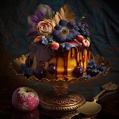 Elegant Fancy Decorated Cake - Generative AI