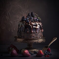 Elegant Fancy Decorated Cake - Generative AI