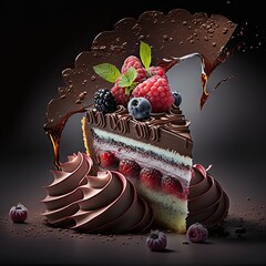 Elegant Fancy Decorated Cake - Generative AI