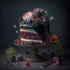 Elegant Fancy Decorated Cake - Generative AI
