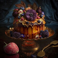 Elegant Fancy Decorated Cake - Generative AI