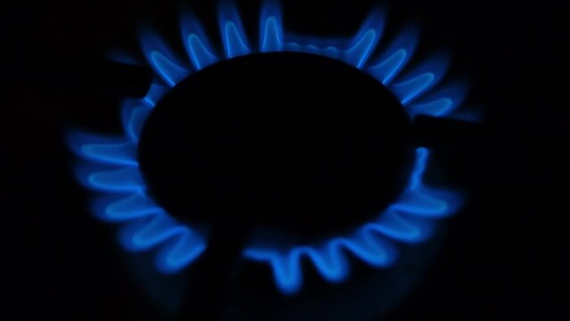 Gas burner close-up. Gas stove. gas burner Ukraine without light