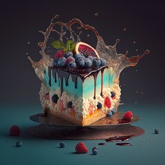 Elegant Fancy Decorated Cake - Generative AI