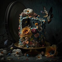 Elegant Fancy Decorated Cake - Generative AI