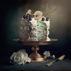 Elegant Fancy Decorated Cake - Generative AI