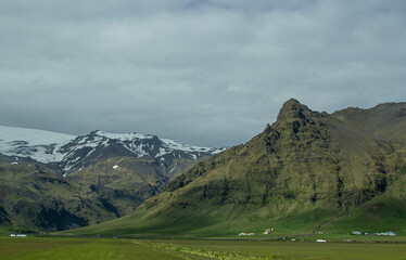 Landscape in Iceland, Mountain, Cloud Sky, Summer