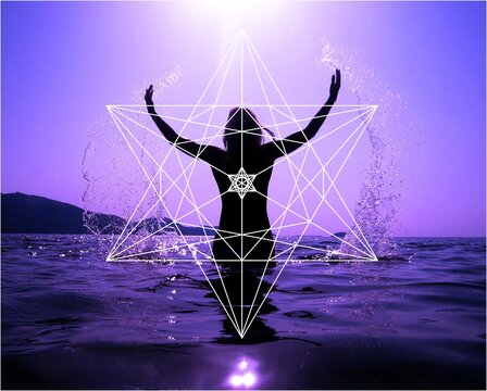 Celebrating life - Woman silhouette and sacred geometry