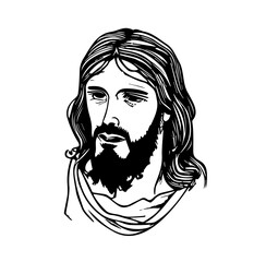 Jesus Black Vector, Jesus Head Symbol, Jesus Artwork