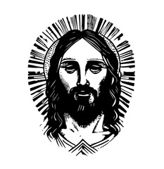 Jesus Christ Head Vector, Jesus Face Tattoo, Jesus Head Design