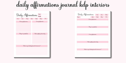  Daily Affirmations Journal and planner for KDP interior template designs