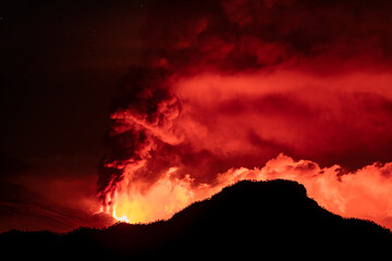 eruption of the volcano on the island of La Palma