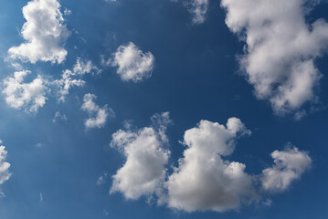 Beautiful Blue Sky. Cloudy. Use as a Background. Bright Sunny Day.