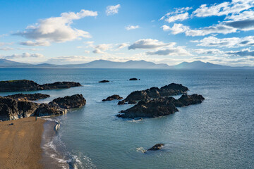 View over the bay at Llanddwyn in Anglesey