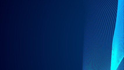 Abstract dot white blue wave gradient texture technology background.