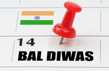 On the calendar grid, the date and name of the holiday - Bal Diwas
