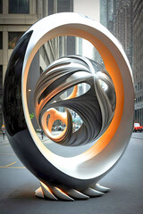 Futuristische Abstrakte Skulptur Neue Gewagte Kunst In Der Innenstadt Brainstorming Modell Generative AI Digital Art Magazin Architektur Lebensraum