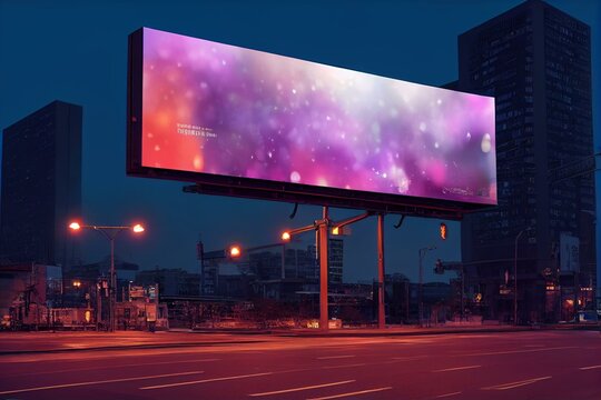 Blank Billboard And Night Outdoor Advertising For More Billboard Visit Our Portfolio, AI Generated. Generative AI