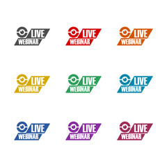 Live webinar and stream icon isolated on white background. Set icons colorful