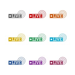 Live broadcast icon isolated on white background. Set icons colorful