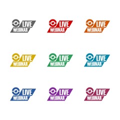 Live webinar and stream icon isolated on white background. Set icons colorful