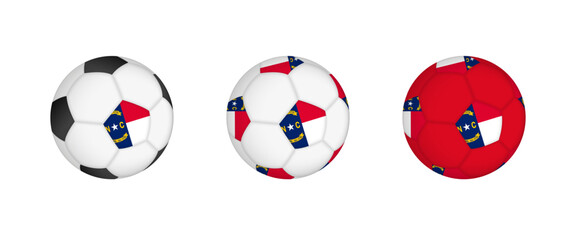 Collection football ball with the North Carolina flag. 