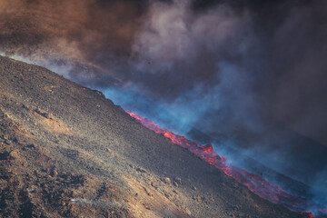 eruption of the volcano on the island of La Palma
