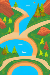 Obraz premium flat 2d style illustration of cozy mountain ranges created with flat minimalistic style using vibrant and vivid colours
