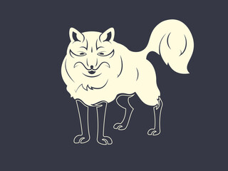 Abstract fox silhouette. Illustration of an animal on a black background in a minimalist style