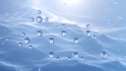 metformin hydrochloride molecular structure, 3d model molecule, c4h12cln5, structural chemical formula view from a microscope