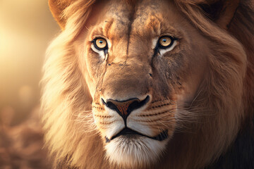 Animal Lion Portrait. Illustration AI Generative