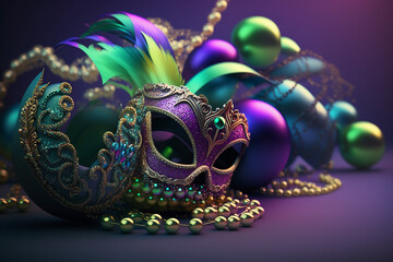 Mardi gras mask for the carnival celebration. AI generated image