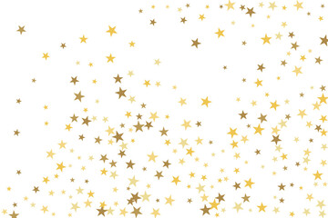Star confetti. Gold casual confetti background. Bright design pattern.