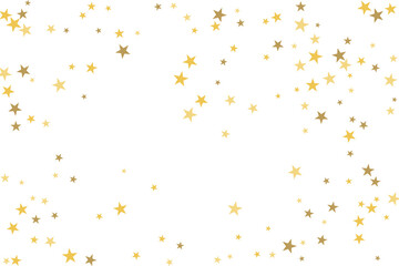 Star confetti. Gold casual confetti background. Bright design pattern.