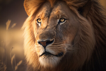 Animal Lion Portrait. Illustration AI Generative