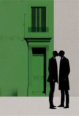 men kissing in the street , generative ai