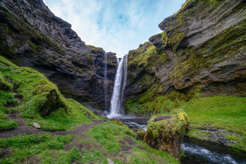Kvernufoss waterfall in iceland 