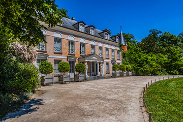 Old Building in Paris Public Park Vallee-aux-Loup, where French author and diplomat Chateaubriand lived from 1807 - 1817. Paris, France.